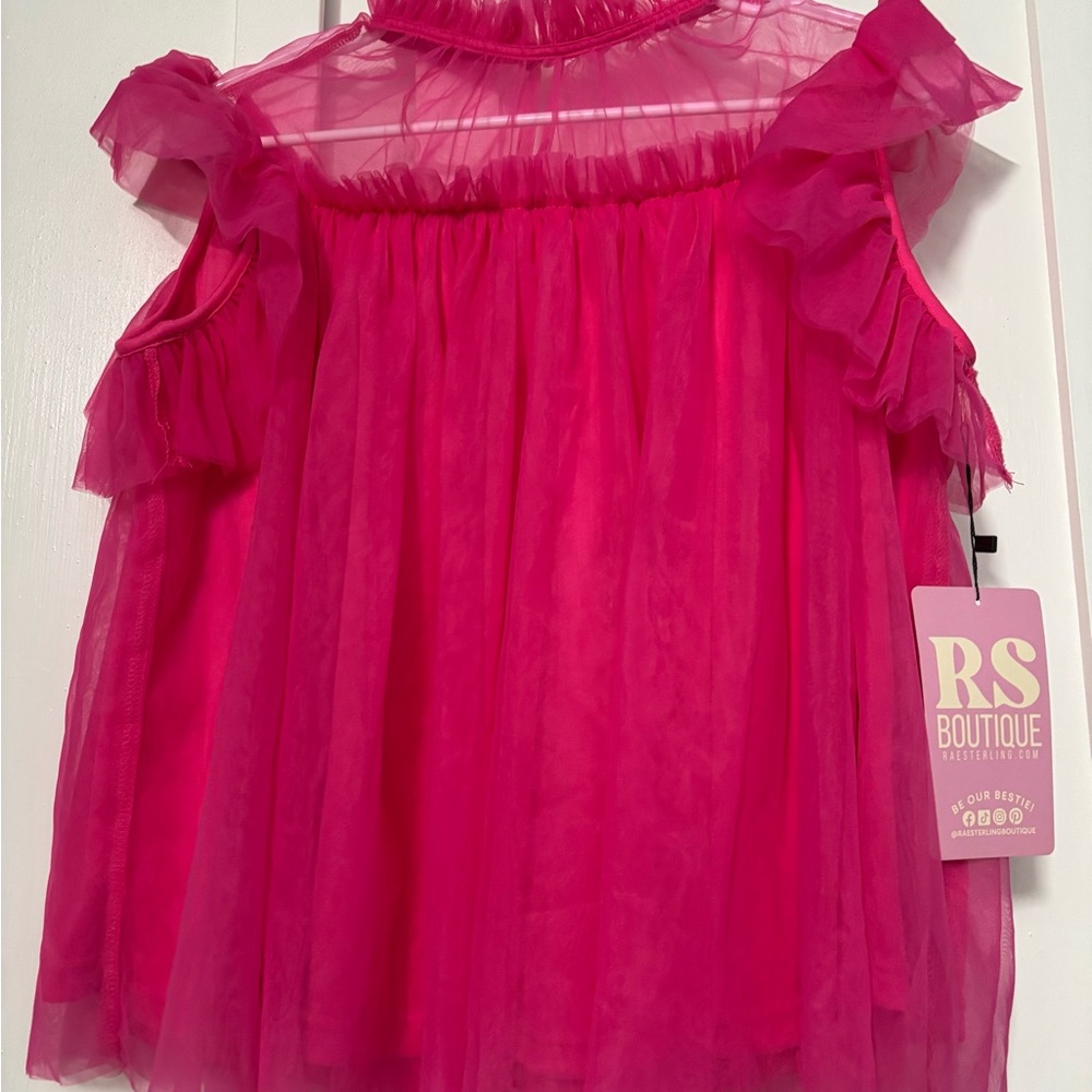 Pink Ruffled Off-Shoulder Top - Picture 3 of 4